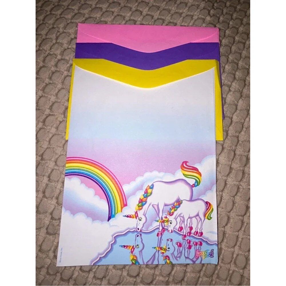Lisa Frank Unicorn Rainbow Stationery Set - Postalette Collectible EUC